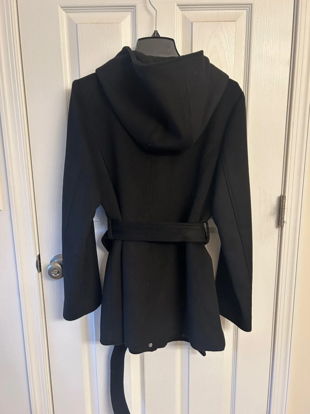 Michael Michael Kors Women's Black Belted Hooded Full-Zip Trench Coat with Poc